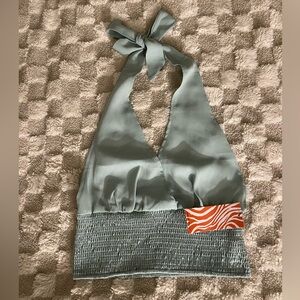 ROMWE Smocked Halter Top in Sage